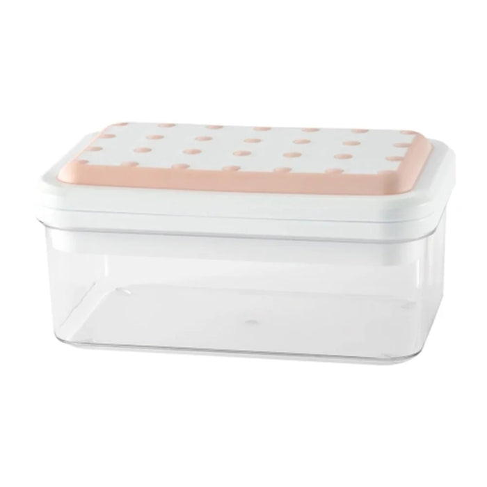 Single Layer Kitchen Ice Tray with Lid Press Ice Cube Maker Mold Box (BPA Free, No FDA Certificate) - Pink - 1