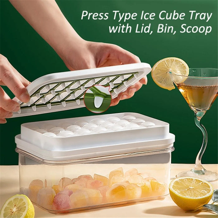 Single Layer Kitchen Ice Tray with Lid Press Ice Cube Maker Mold Box (BPA Free, No FDA Certificate) - Pink - 4