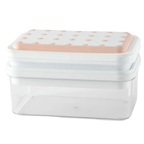 Double Layer Ice Cube Maker Mold Box Kitchen Press Ice Tray with Lid  (BPA Free, No FDA Certificate) - Pink - 1