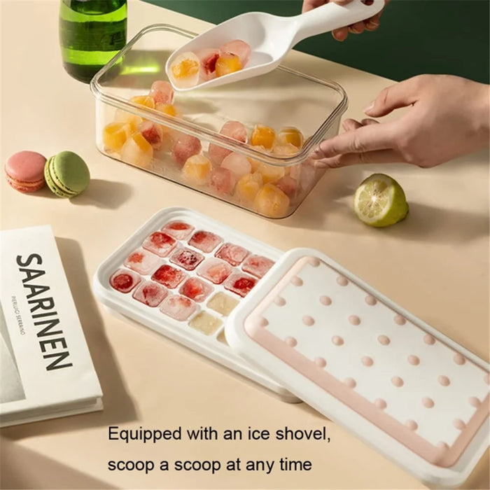 Double Layer Ice Cube Maker Mold Box Kitchen Press Ice Tray with Lid  (BPA Free, No FDA Certificate) - Pink - 2