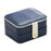 PU Leather Portable Travel Jewelry Storage Box Double Layer Ring Earrings Organizer Case with Mirror - Dark Blue - 1