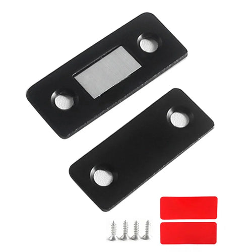 2Pcs / Set Magnetic Door Catch Stainless Steel Drawer Magnet Catch Kitchen Cabinet Closer with Adhesive - Black - 1