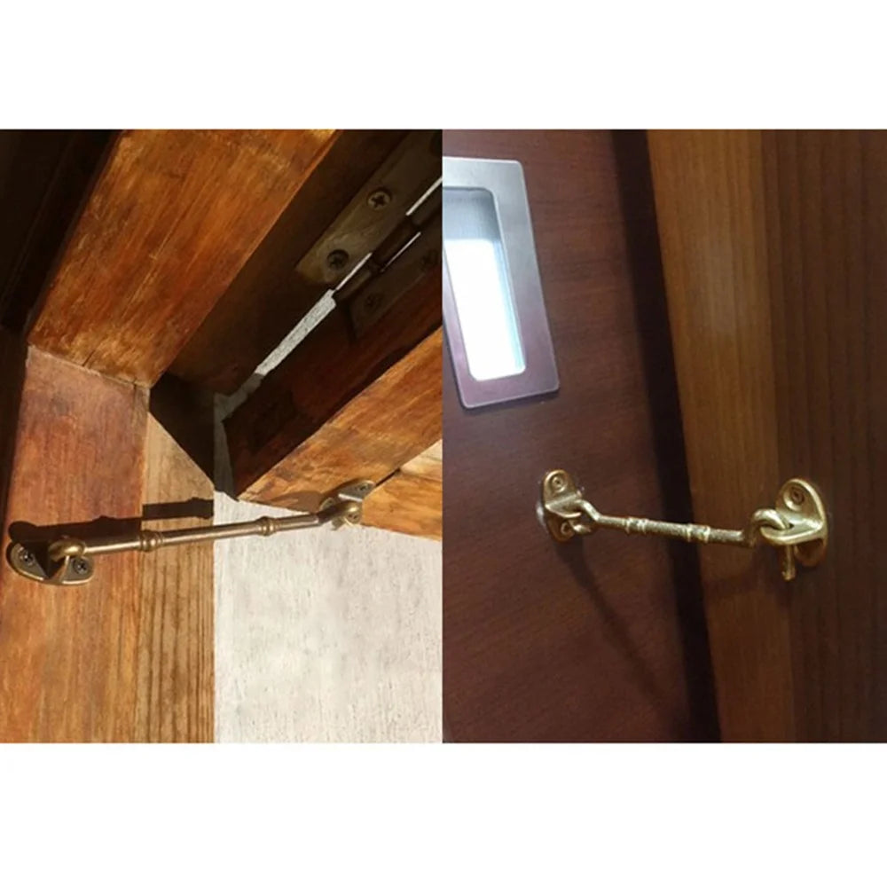10.5cm Retro Brass Windproof Eye Bolt Hasp Hook Window Cabinet Door Stay Catch - Brass Color - 7