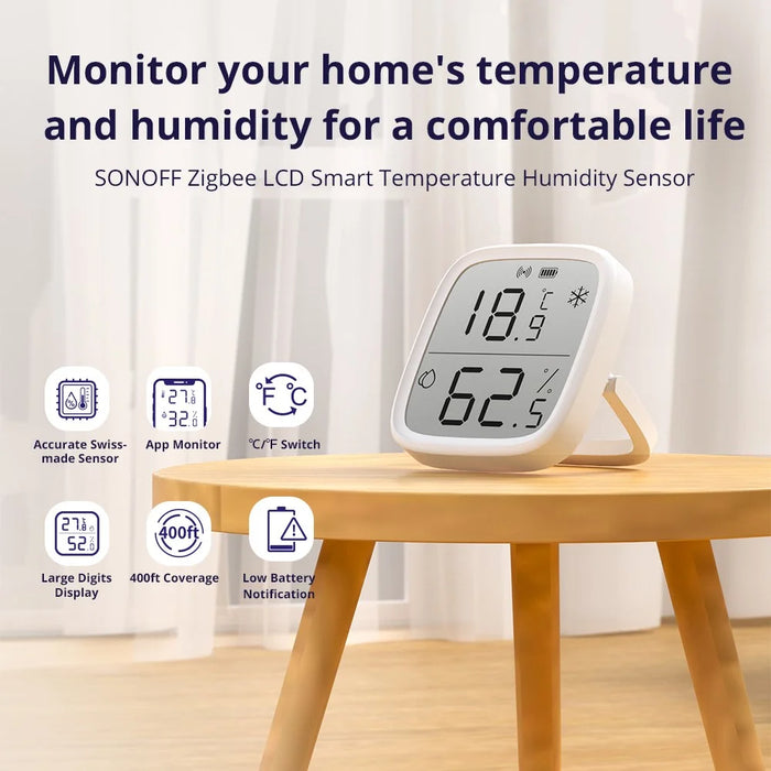 SONOFF SNZB-02D ZigBee 3.0 Sensor LCD Screen Smart Temperature Humidity Sensor Works for Alexa Google Home - 2