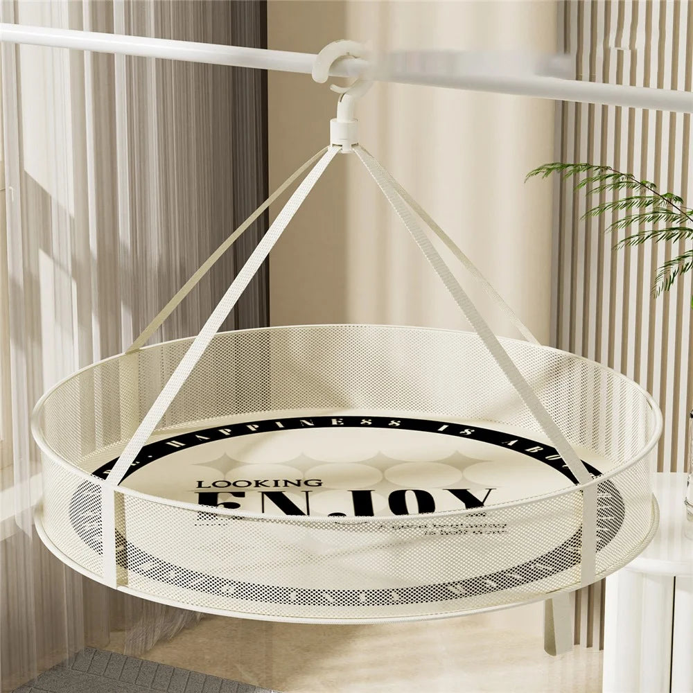 Single-Layer 60CM Round Sweater Hanging Drying Rack Net Pocket Mesh Drying Basket (80g High Density Mesh Cloth) - 2