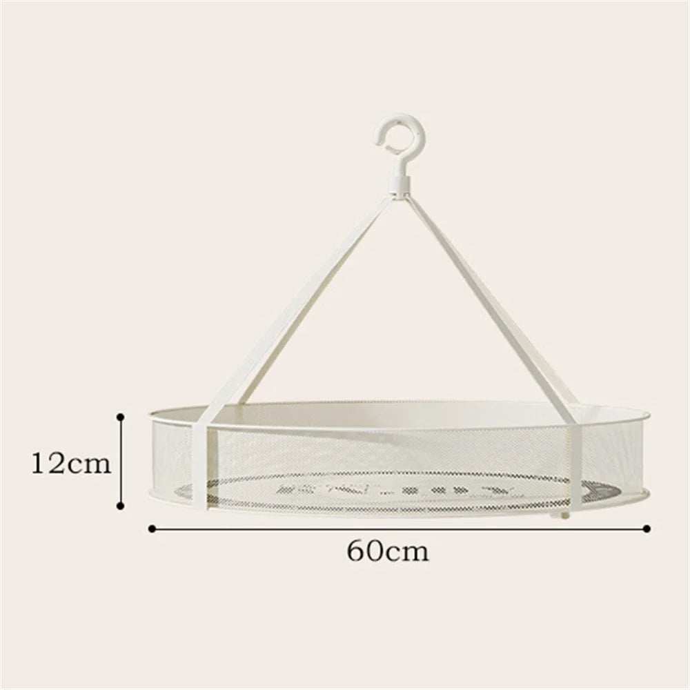 Single-Layer 60CM Round Sweater Hanging Drying Rack Net Pocket Mesh Drying Basket (80g High Density Mesh Cloth) - 7