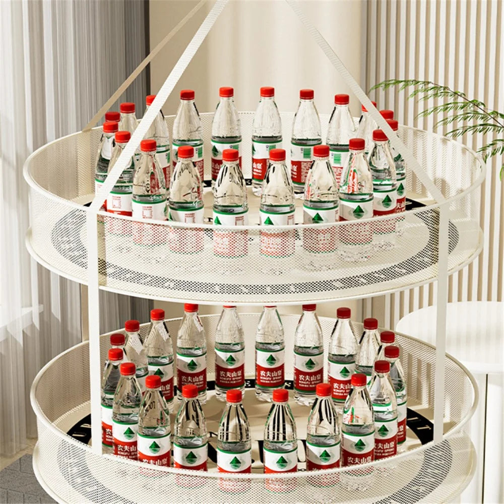 Dual-Layer 40CM Round Hanging Drying Rack Net Pocket Mesh Drying Basket (80g High Density Mesh Cloth) - 5