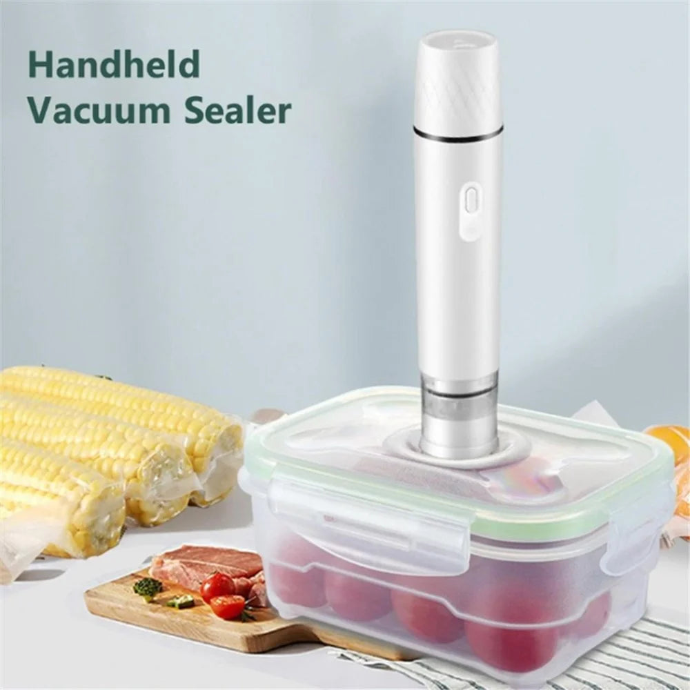 Portable Food Vacuum Sealer USB Rechargeable Handheld Wireless Food Vacuum Sealer, 800mAh - White - 5