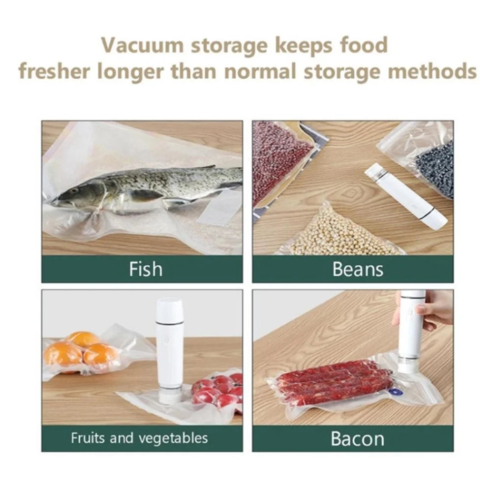 Portable Food Vacuum Sealer USB Rechargeable Handheld Wireless Food Vacuum Sealer, 800mAh - White - 7