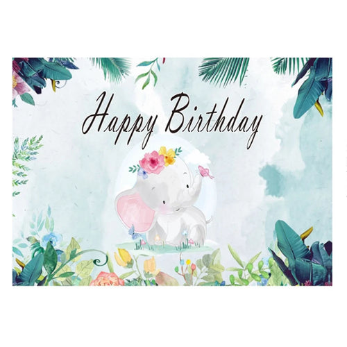 Birthday Party Cartoon Elephant Photography Background Vinyl Cloth Backdrop, 150 x 100cm - 1