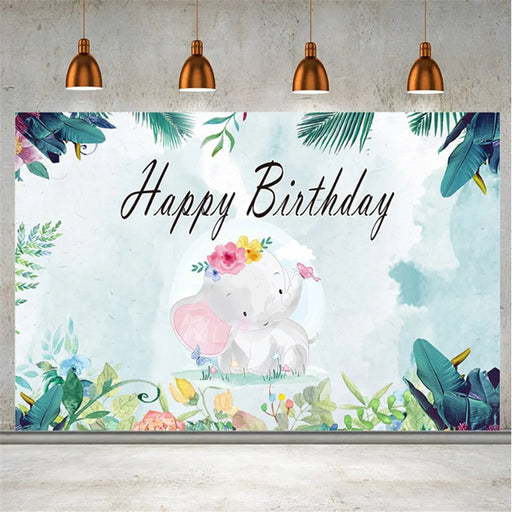 Birthday Party Cartoon Elephant Photography Background Vinyl Cloth Backdrop, 150 x 100cm - 2
