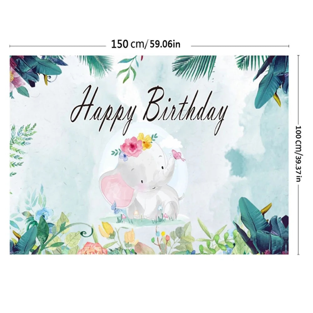 Birthday Party Cartoon Elephant Photography Background Vinyl Cloth Backdrop, 150 x 100cm - 7