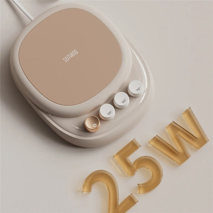 SOTHING Intelligent Thermostatic Coaster 3 Temperature Adjustments Milk Tea Coffee Heating Coaster, EU Plug - Single Core - 7