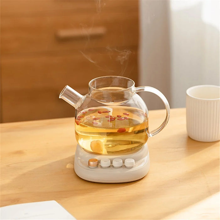SOTHING Electric Coffee Mug Warmer Constant Temperature Milk Tea Heating Coaster with Glass Cup, EU Plug - 5