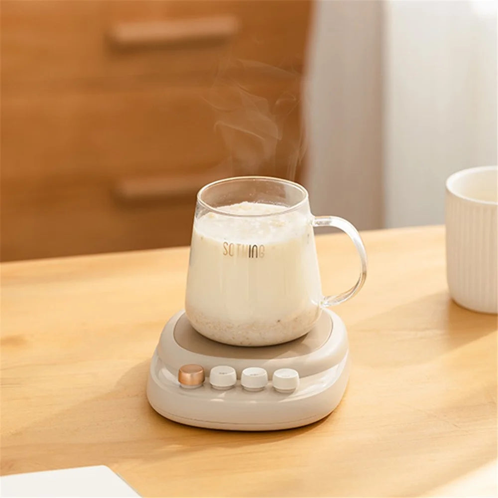 SOTHING Electric Coffee Mug Warmer Constant Temperature Milk Tea Heating Coaster with Glass Cup, EU Plug - 7