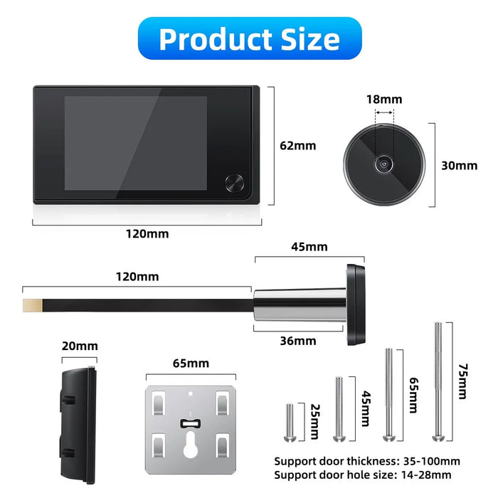 520AD 3.5 inch Screen HD 1MP Camera Electronic Peephole Wide Angle Home Security Door Peephole Viewer - 7