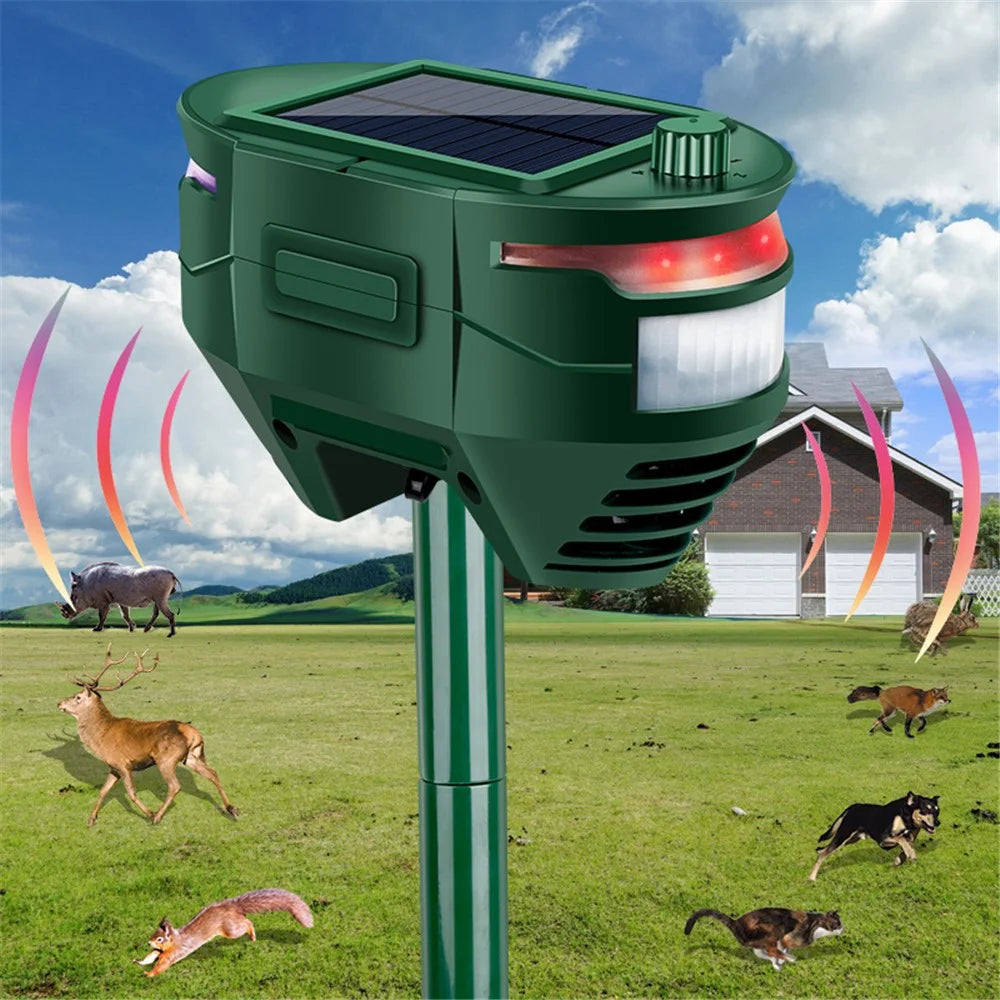 Outdoor ABS Solar Ultrasonic Animal Repeller Infrared Sensor Garden Yard Farm Animal Repellent Device - 2