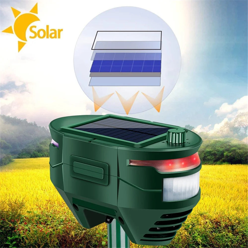 Outdoor ABS Solar Ultrasonic Animal Repeller Infrared Sensor Garden Yard Farm Animal Repellent Device - 5