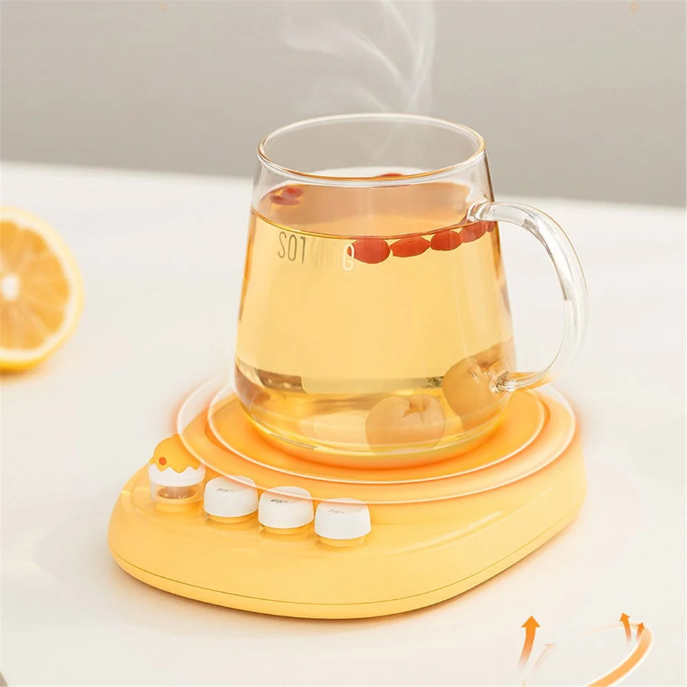 SOTHING Thermostatic Coaster 3 Temperature Adjustments PTC Heating Coffee Milk Warmer Coaster, EU Plug - Dual Core - 3