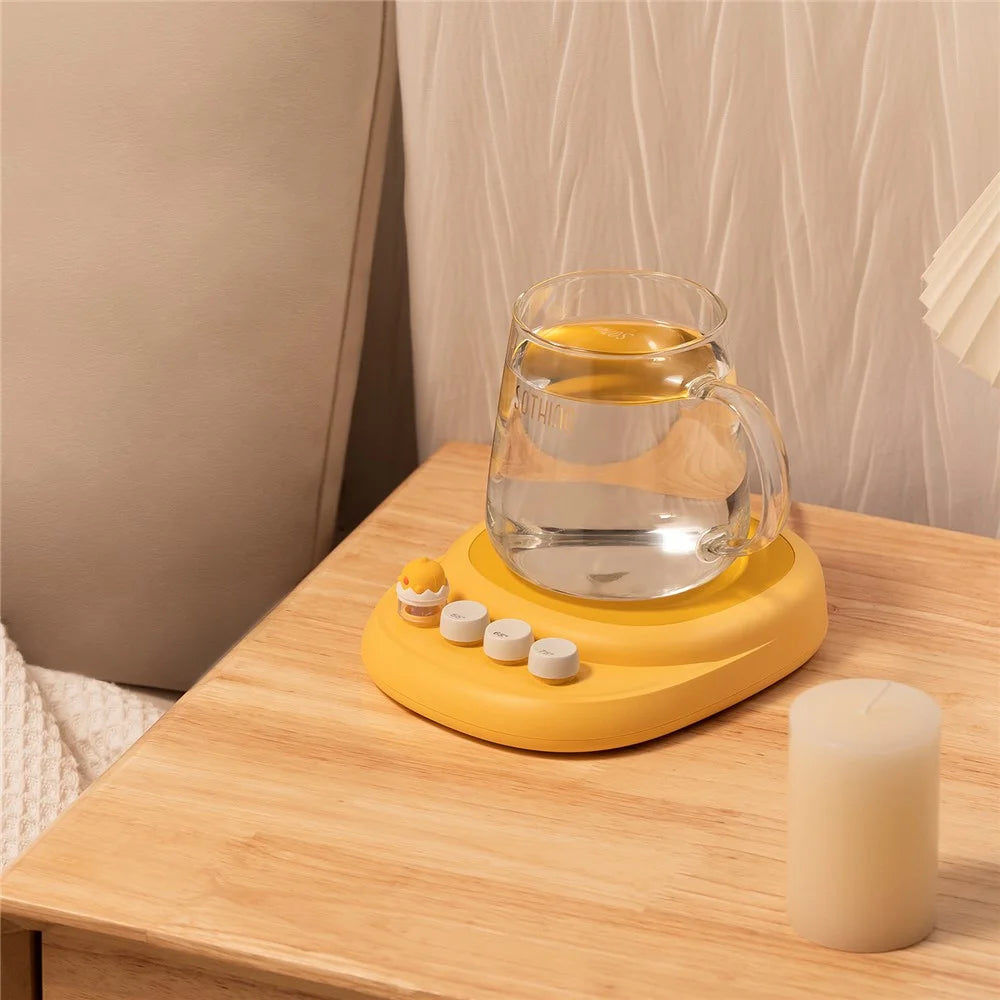 SOTHING Thermostatic Coaster 3 Temperature Adjustments PTC Heating Coffee Milk Warmer Coaster, EU Plug - Dual Core - 7
