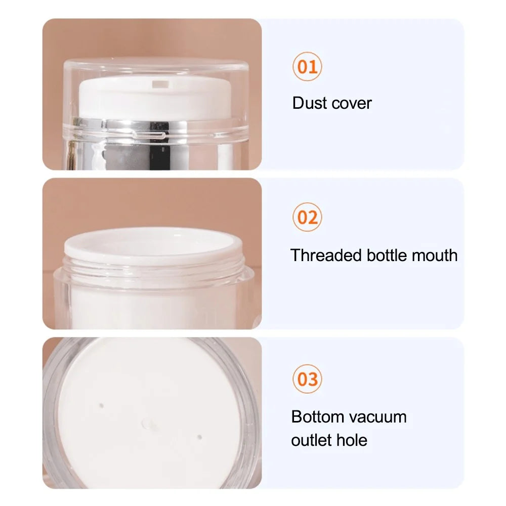 15ML Mini Size Airless Pump Jar Vacuum Bottle Container Travel Accessory for Makeup Cream, Lotions (Dual-Layer) - 3