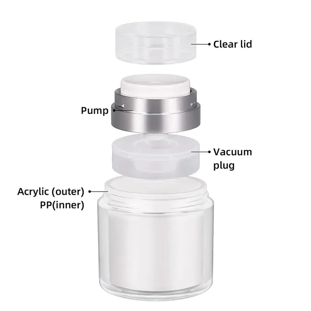50ML Airless Pump Cream Jar Vacuum Bottle Lotion Dispenser Travel Mini Makeup Container Refillable Bottle (Dual-Layer) - 2