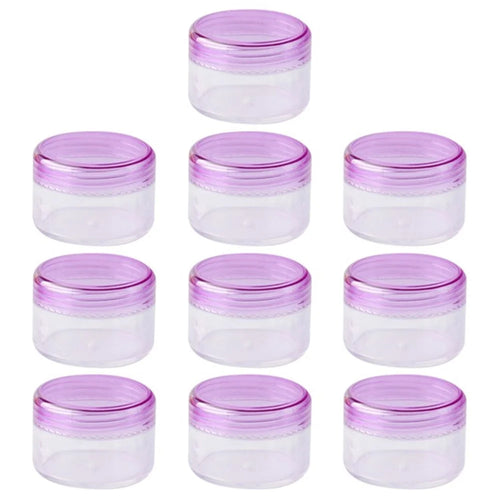 10Pcs / Set 10g Empty Refillable Cosmetic Container Plastic Round Sample Jars - Transparent Purple - 1