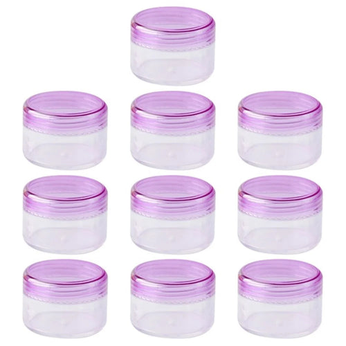10Pcs / Set 5g Refillable Cosmetic Jars Face Cream Lip Balm Empty Plastic Container Bottles - Transparent Purple - 1
