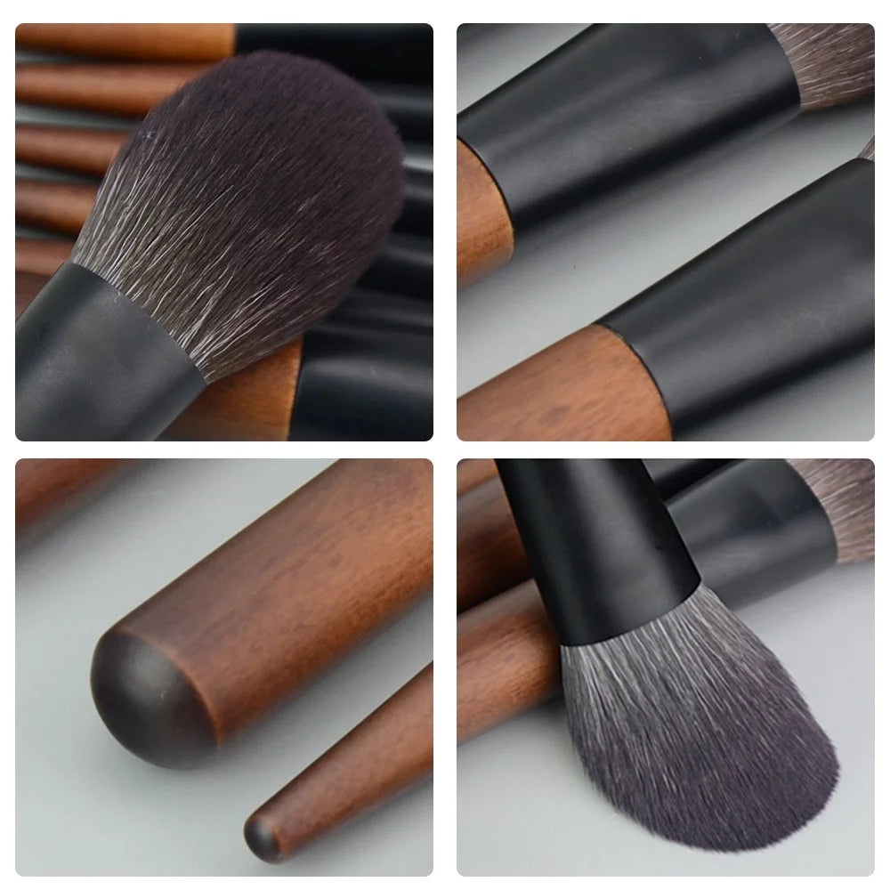 12Pcs Portable Makeup Brush Set Mini Cosmetic Brush Kit for Foundation Powder Lipstick Highlight Eyeshadow - Style A - 2