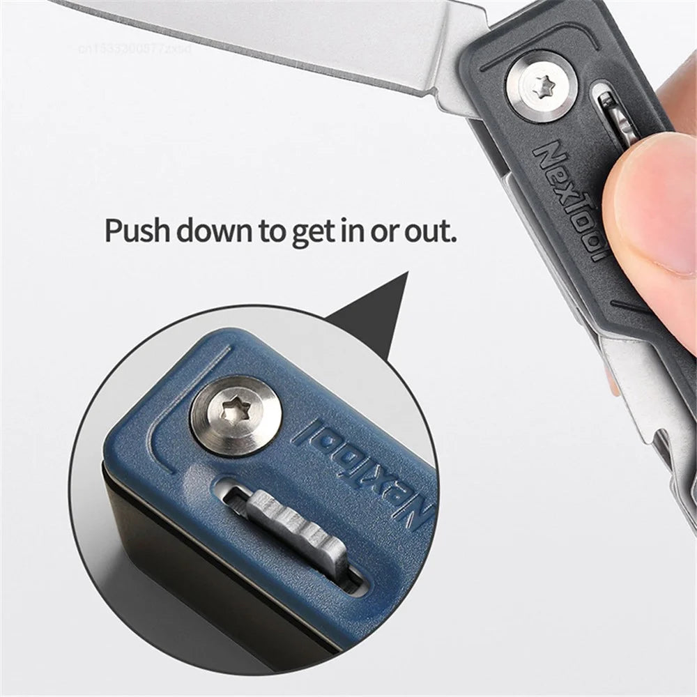 XIAOMIYOUPIN NEXTOOL Portable Stainless Steel Knife Screwdriver Bottle Opener Rope Cutter Outdoor Multifunctional Tool - Blue - 3