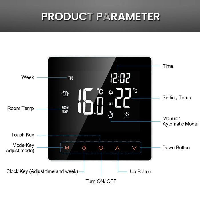 WT81 Smart WiFi Thermostat Tuya 3A Temperature Controller Support Google Home, Alexa - Water Floor Heating - 6
