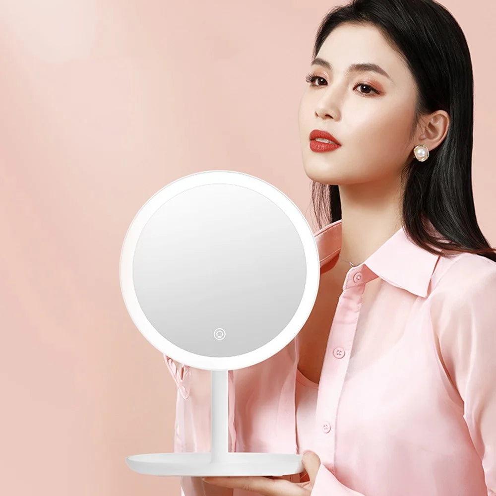 XIAOMIYOUPIN JORDAN&JUDY NV543 8-inch HD Makeup Mirror Desktop LED Fill Light Beauty Mirror with 3-Color Dimming - White - 4