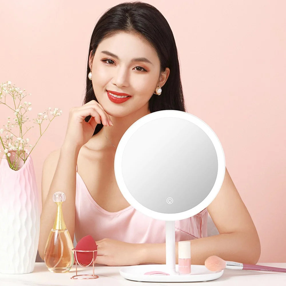XIAOMIYOUPIN JORDAN&JUDY NV543 8-inch HD Makeup Mirror Desktop LED Fill Light Beauty Mirror with 3-Color Dimming - White - 7