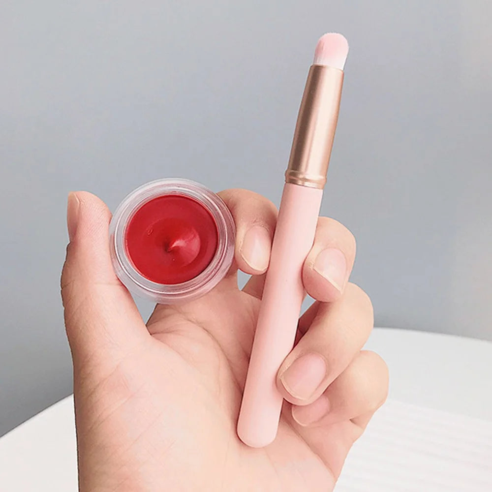 Mini Szie Soft Fiber Lip Brush Lipstick Applicator Smudge Brush Reusable Lip Makeup Tool - Pink - 2