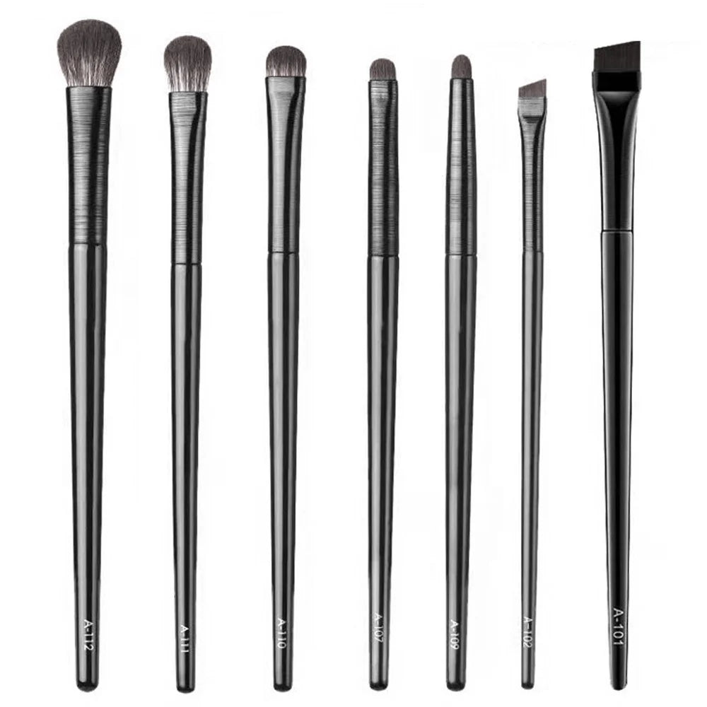 7Pcs / Set Eyeshadow Brush Set Soft Fiber Eye Makeup Brushes for Eyebrow, Eyeliner, Concealer Blending - 6 Brushes+1 Angled Brush - 1