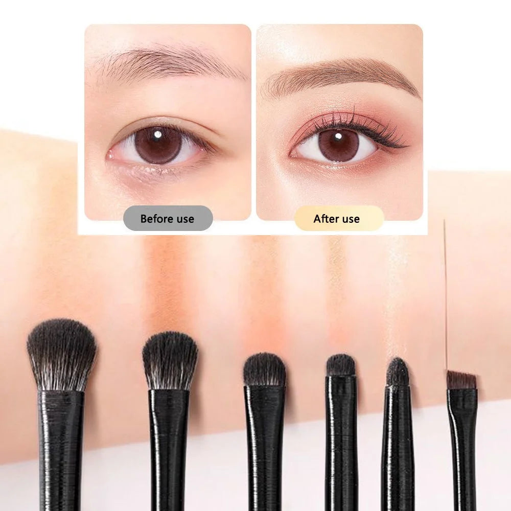 7Pcs / Set Eyeshadow Brush Set Soft Fiber Eye Makeup Brushes for Eyebrow, Eyeliner, Concealer Blending - 6 Brushes+1 Angled Brush - 2