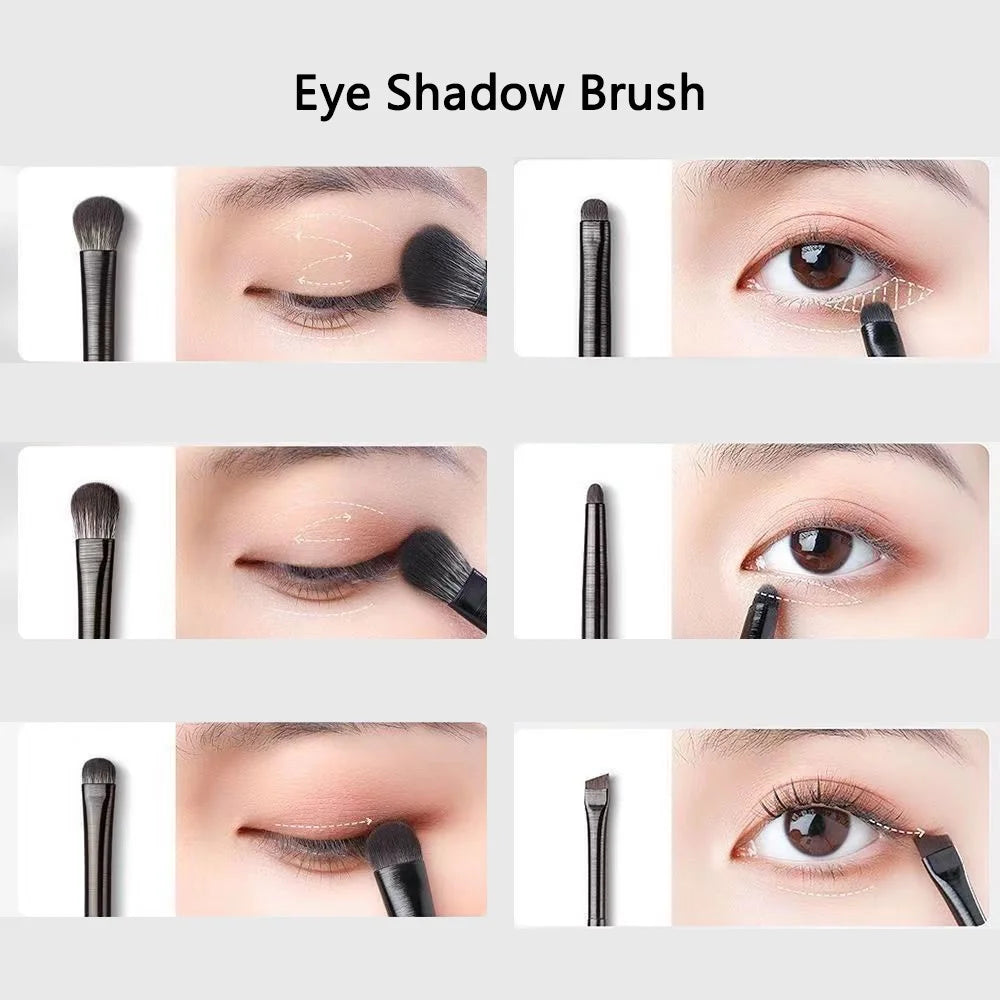 7Pcs / Set Eyeshadow Brush Set Soft Fiber Eye Makeup Brushes for Eyebrow, Eyeliner, Concealer Blending - 6 Brushes+1 Angled Brush - 3
