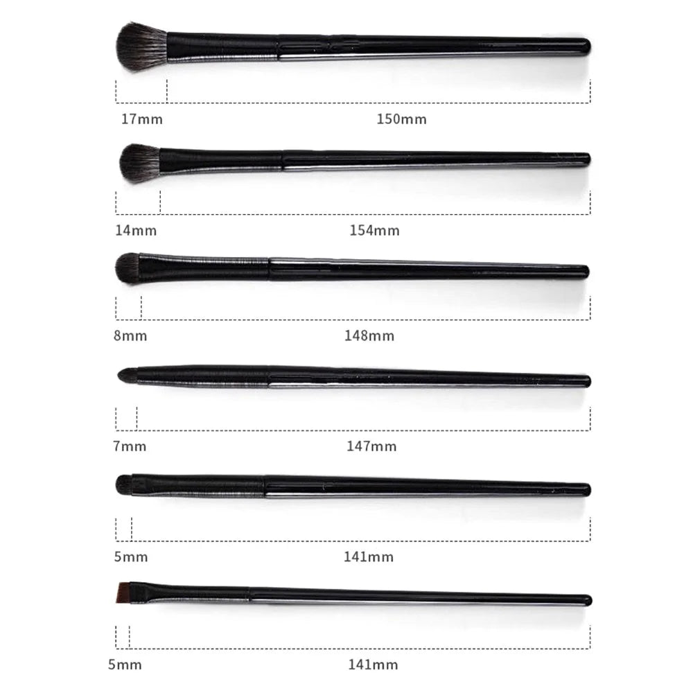 7Pcs / Set Eyeshadow Brush Set Soft Fiber Eye Makeup Brushes for Eyebrow, Eyeliner, Concealer Blending - 6 Brushes+1 Angled Brush - 6