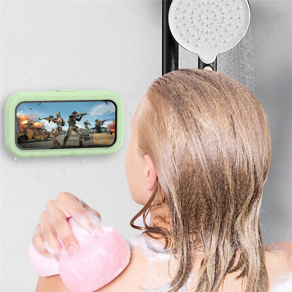 Touch Screen Mobile Phone Holder Bathroom Waterproof Rotatable Wall Phone Case - Green - 3