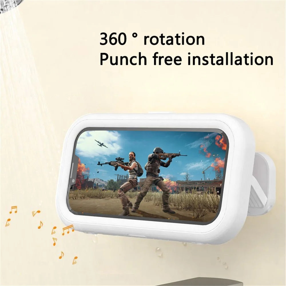 Touch Screen Mobile Phone Holder Bathroom Waterproof Rotatable Wall Phone Case - Green - 5