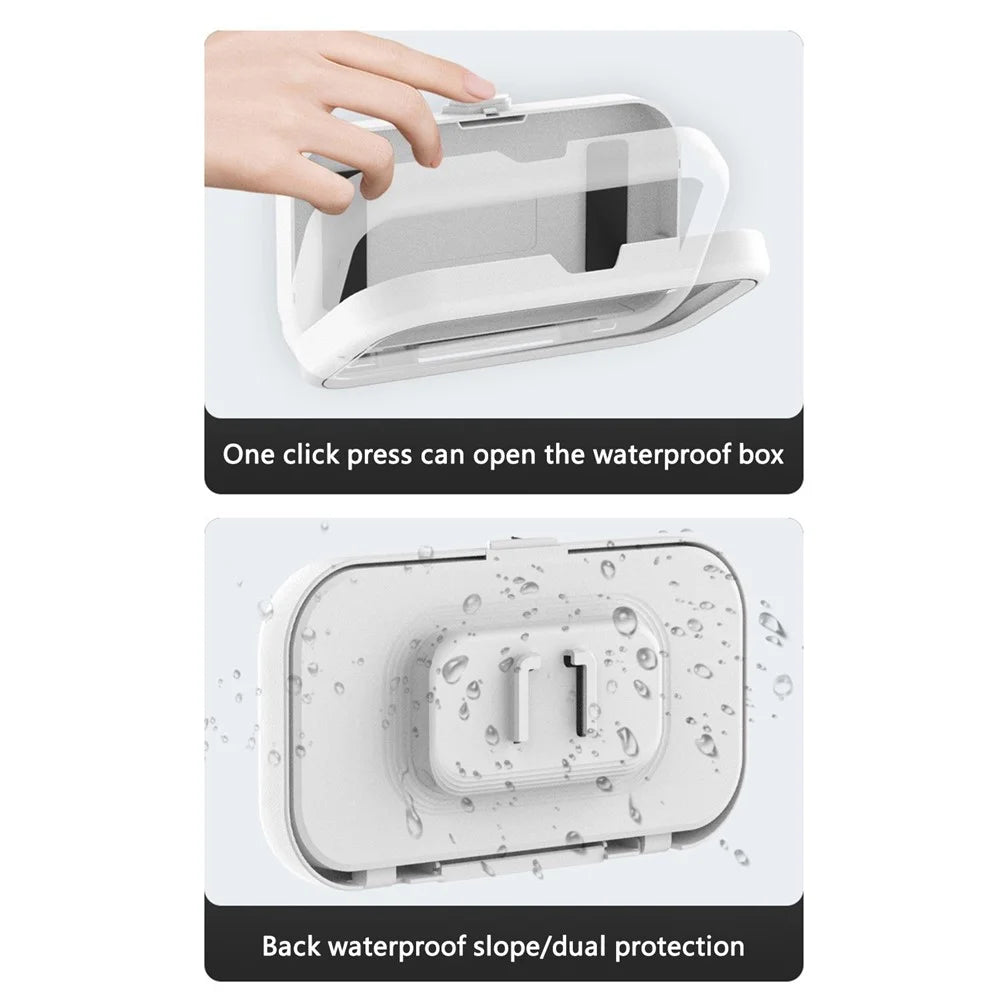 Touch Screen Mobile Phone Holder Bathroom Waterproof Rotatable Wall Phone Case - Green - 7