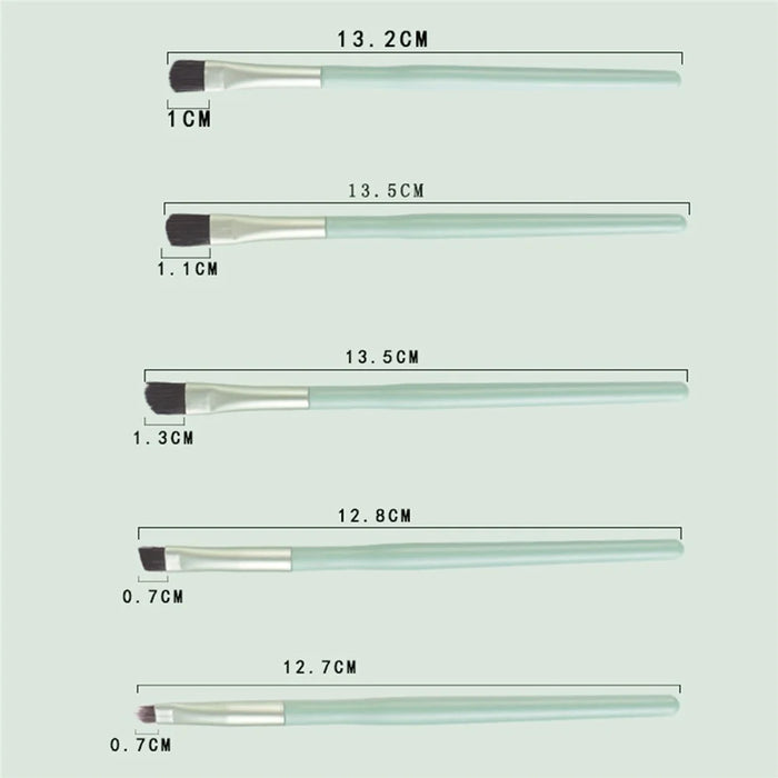 5Pcs / Set Makeup Brush Eye Shadow Eyebrow Lip Brush Nose Shadow Brush Facial Makeup Brushes - Green - 5