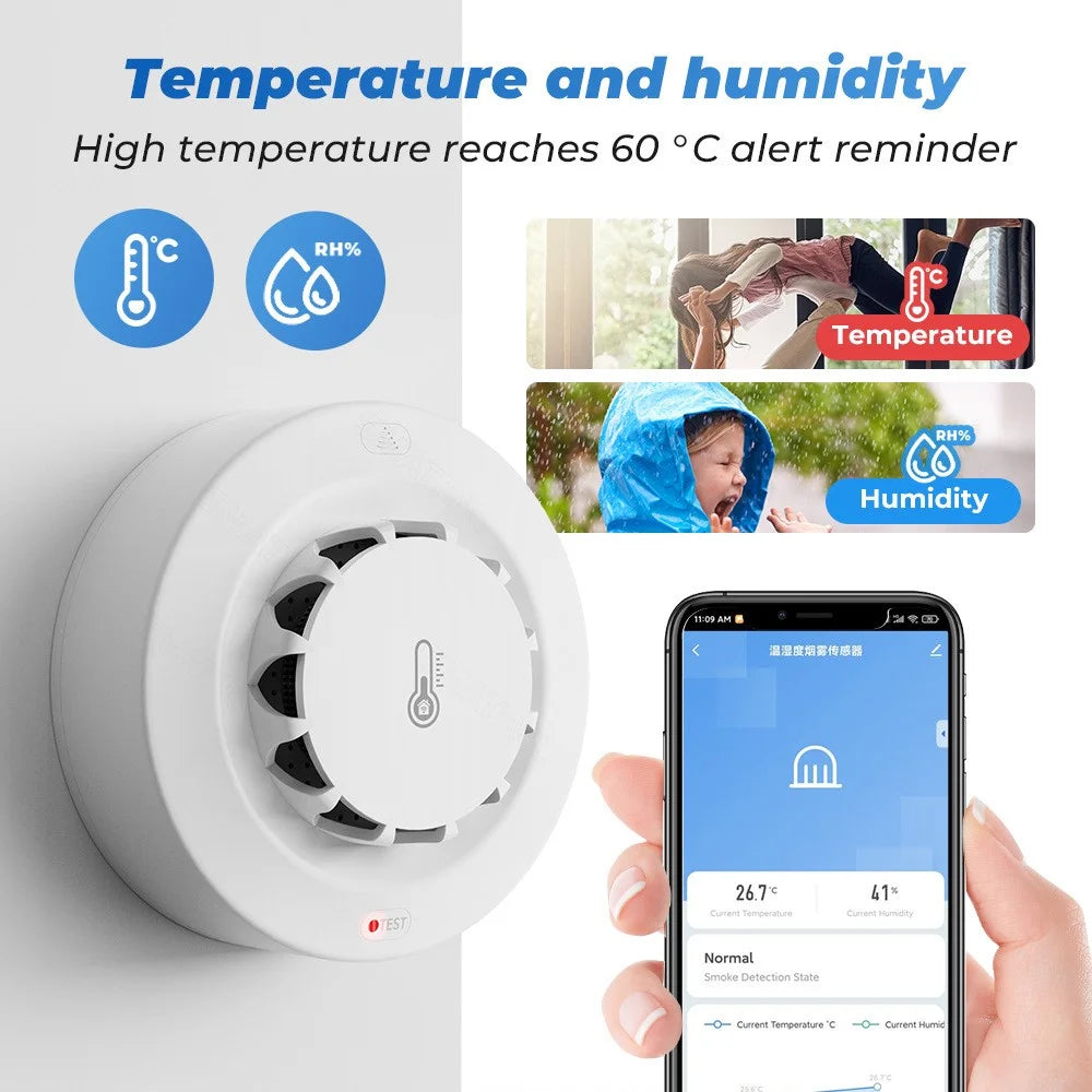 228WT-W 2-in-1 WiFi Smoke Detector with Temperature & Humidity Sensor Support Sound Alarm / Voice Control - 4