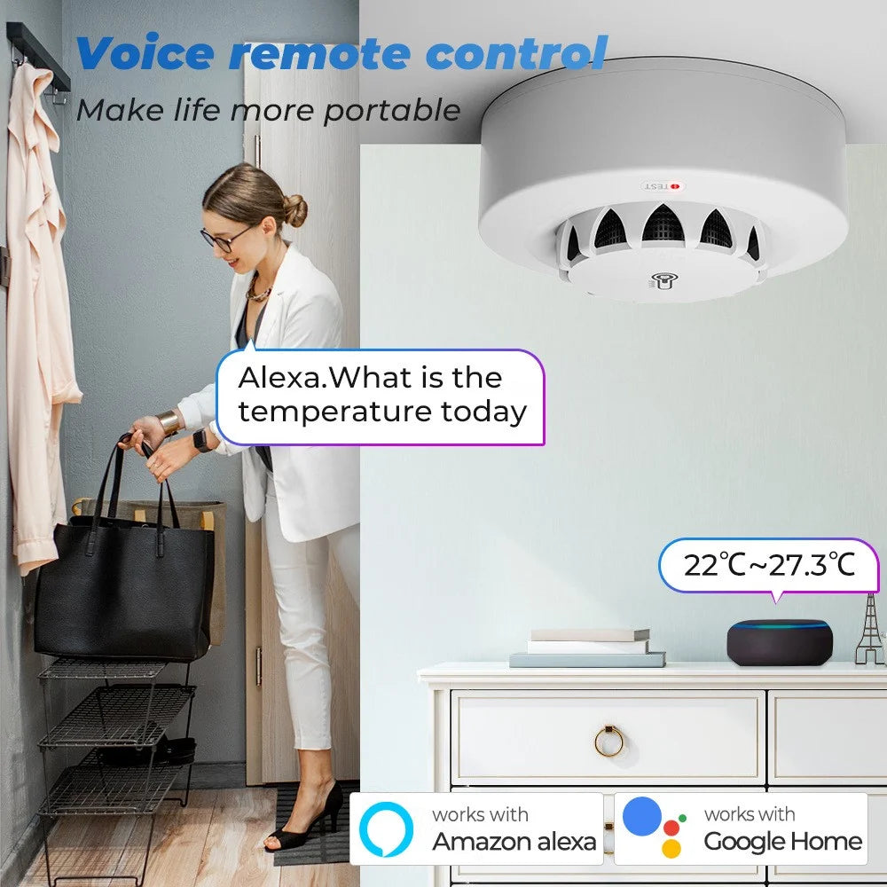228WT-W 2-in-1 WiFi Smoke Detector with Temperature & Humidity Sensor Support Sound Alarm / Voice Control - 5