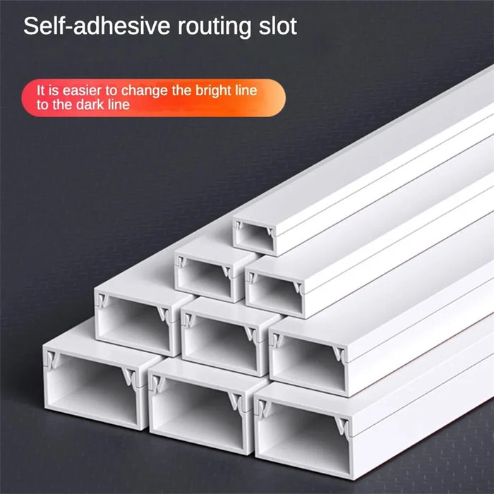 25Pcs PVC Trunking Cable Raceway Self-Adhesive Wire Hider Cord Cover - 100x2.4x1.4cm - 3