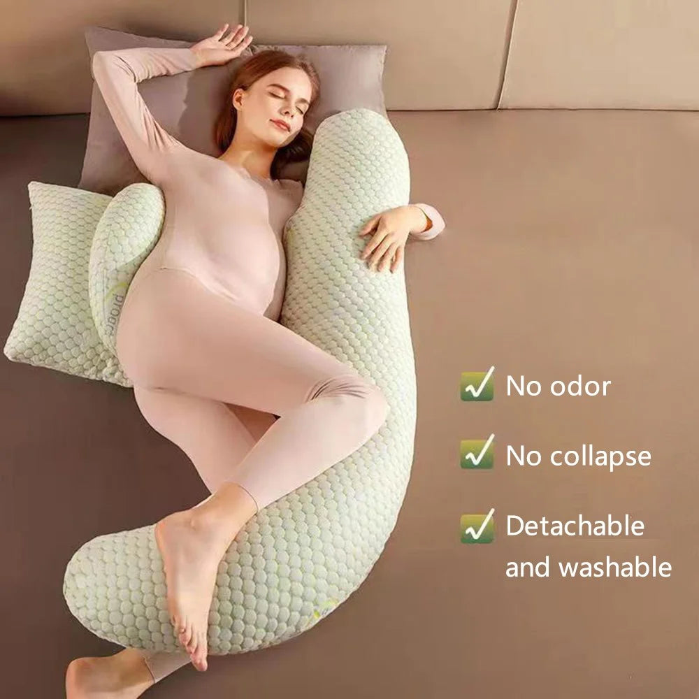 H Shaped Pregnancy Pillow Maternity Pillow Hip Support with Crescent Pillow for Sleeping - Light Grey - 3