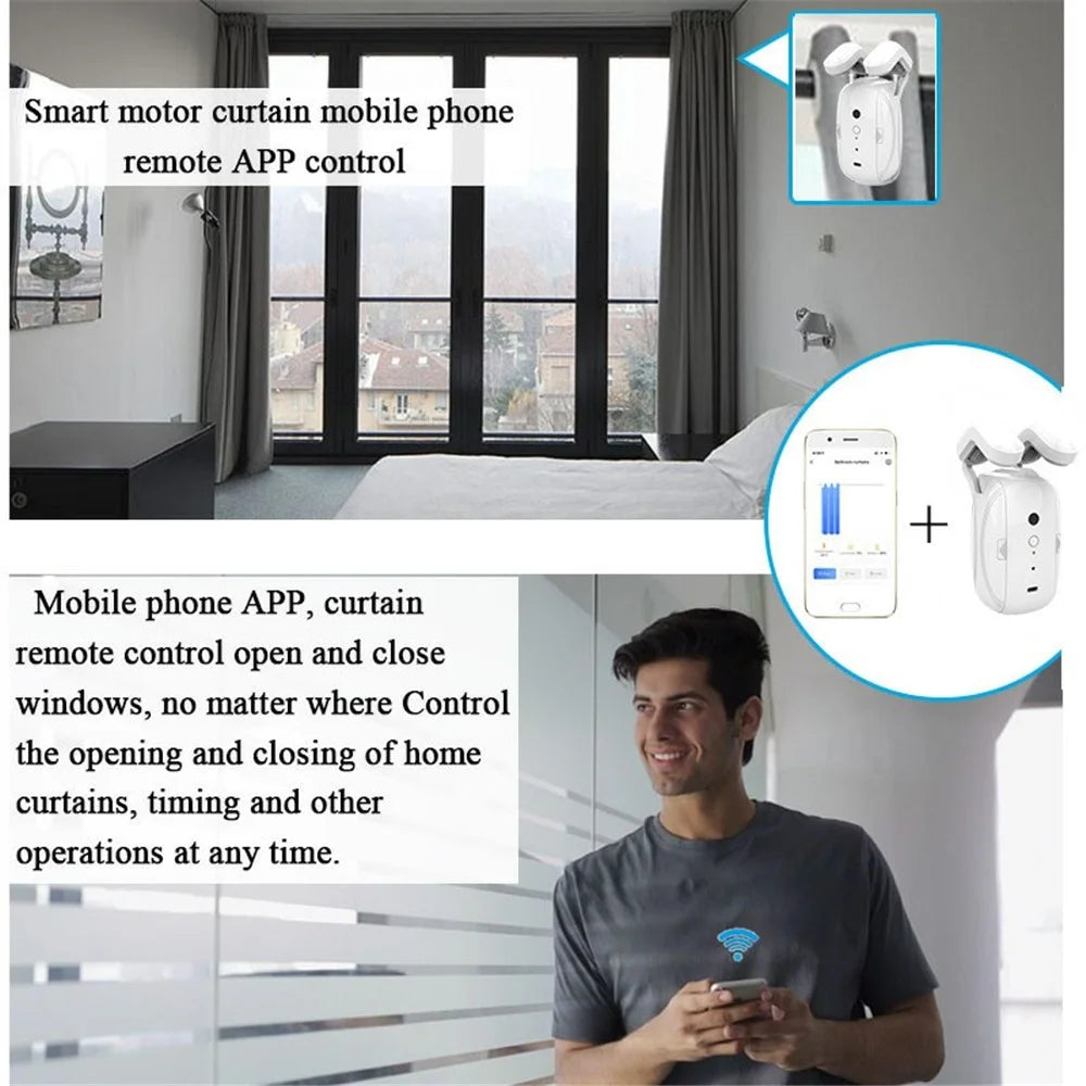 LY-1668 Auto Curtain Opener WiFi App Control Smart Curtain Robot with Timer (Single Opening, Rod) - 4