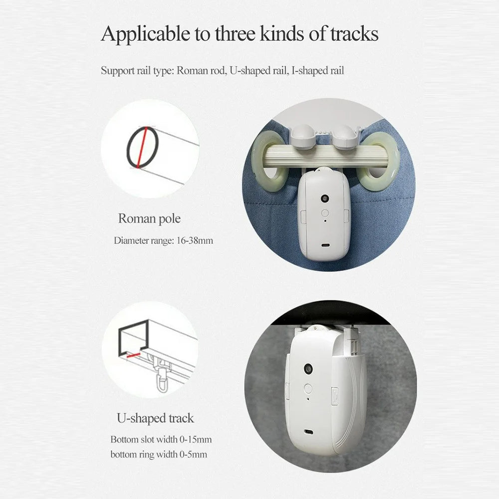 LY-1668 Auto Curtain Opener WiFi App Control Smart Curtain Robot with Timer (Single Opening, Rod) - 6