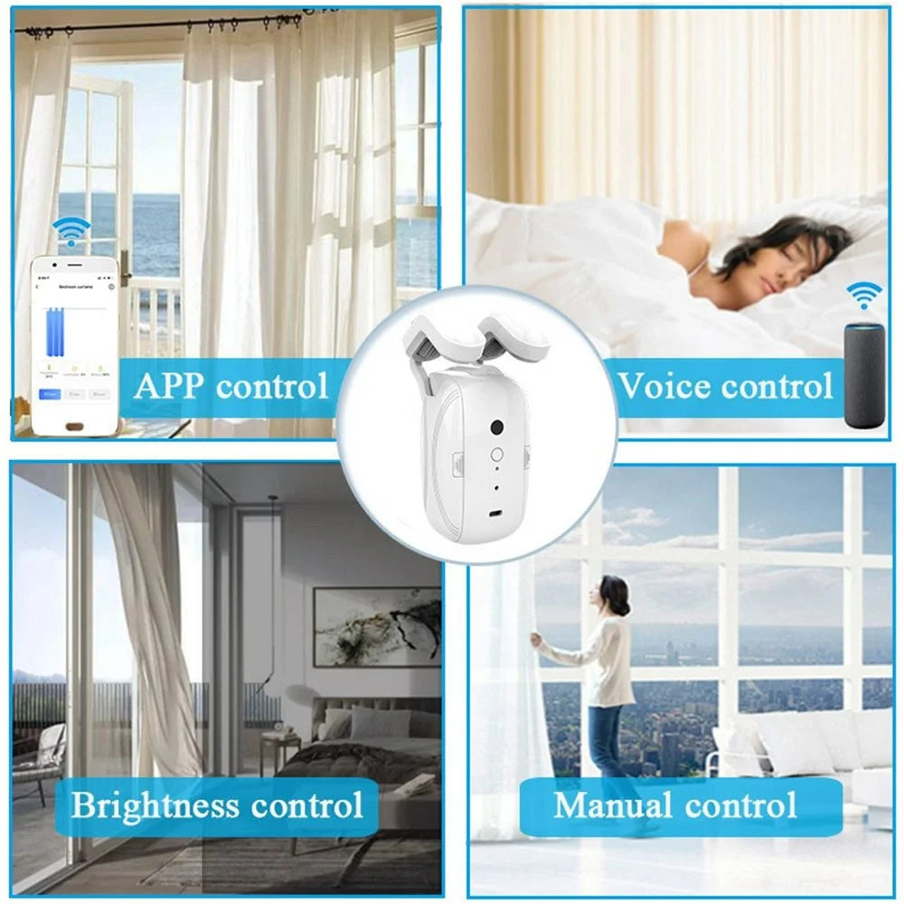 LY-1668 Auto Curtain Opener WiFi App Control Smart Curtain Robot with Timer (Single Opening, Rod) - 7