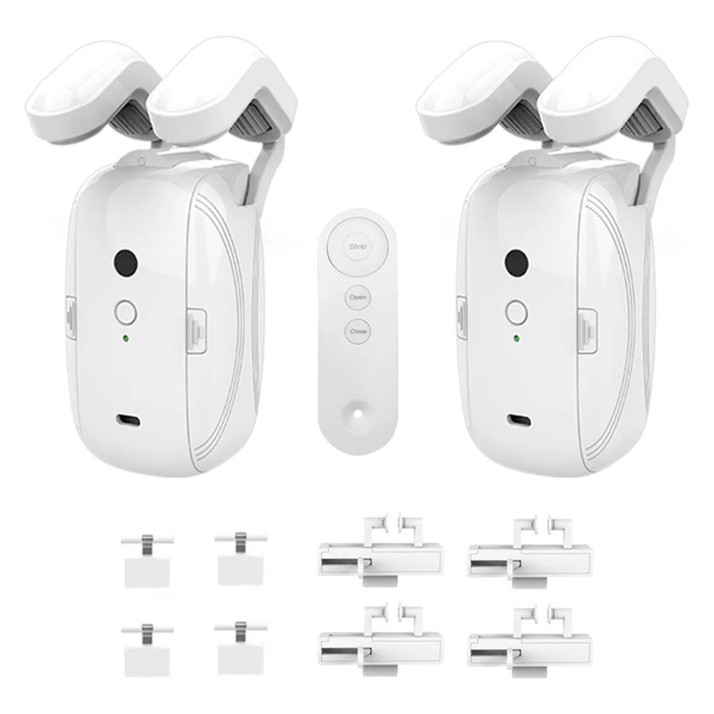 LY-1672 3-in-1 Smart Electric Curtain Robot Remote Control Auto Curtain Opener for U Rail, I Rail, Rod (Dual Opening) - 1